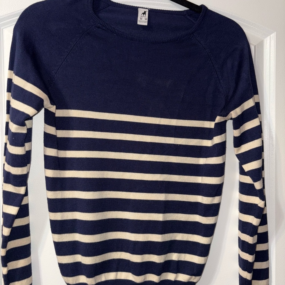 Navy and Cream Striped Sweater
